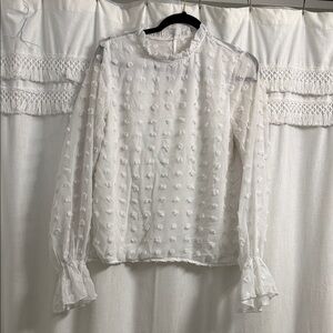 SHEIN White Textured Sheer Blouse